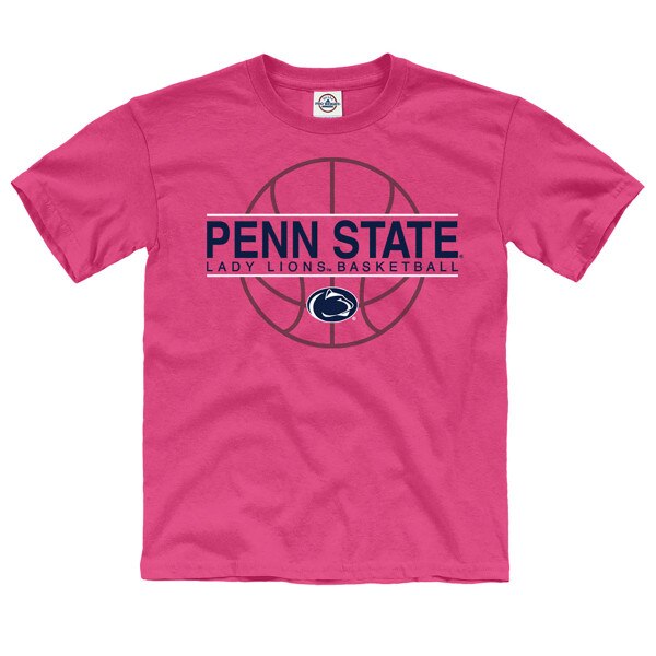 pink youth short sleeve t-shirt with Penn State Lady Lions Basketball